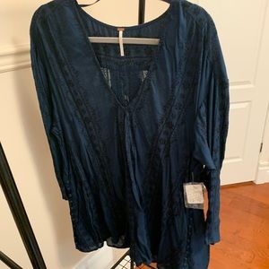 Free people navy embroidered tunic
